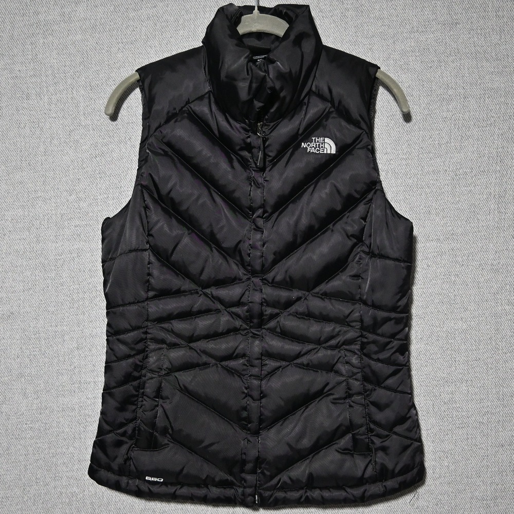 The North Face Puffer Vest Womens 550 Down Chevron Quilted Small Black
